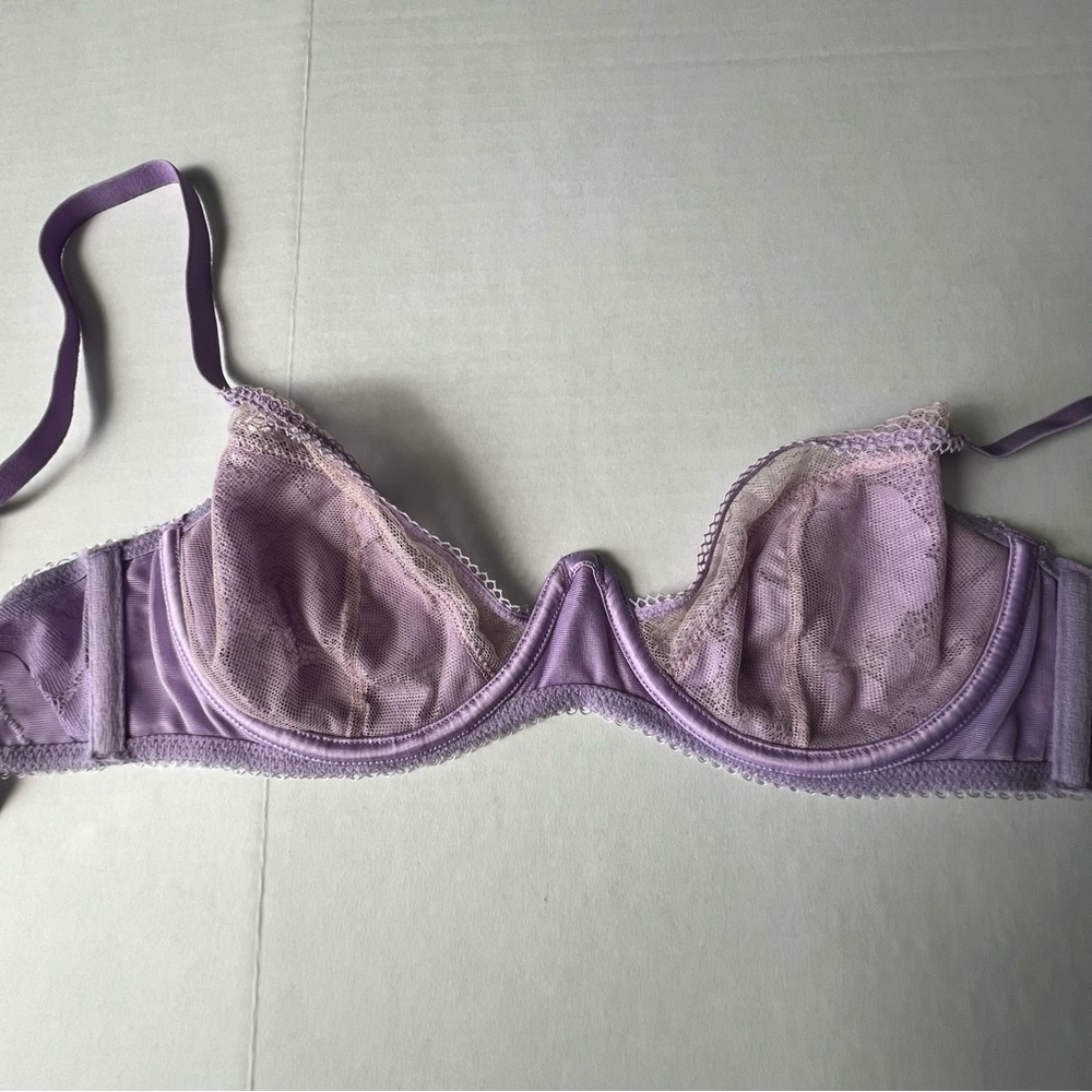 NWT Savage X Fenty FLORAL GLOW UNLINED LACE BRA purple lavender 36B & Medium - Picture 6 of 14